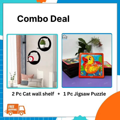 Premium Cat Shape Wooden Floating Shelf |