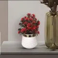 Artificial Red Plant with White Pot