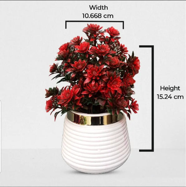 Artificial Red Plant with White Pot