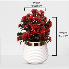 Artificial Red Plant with White Pot